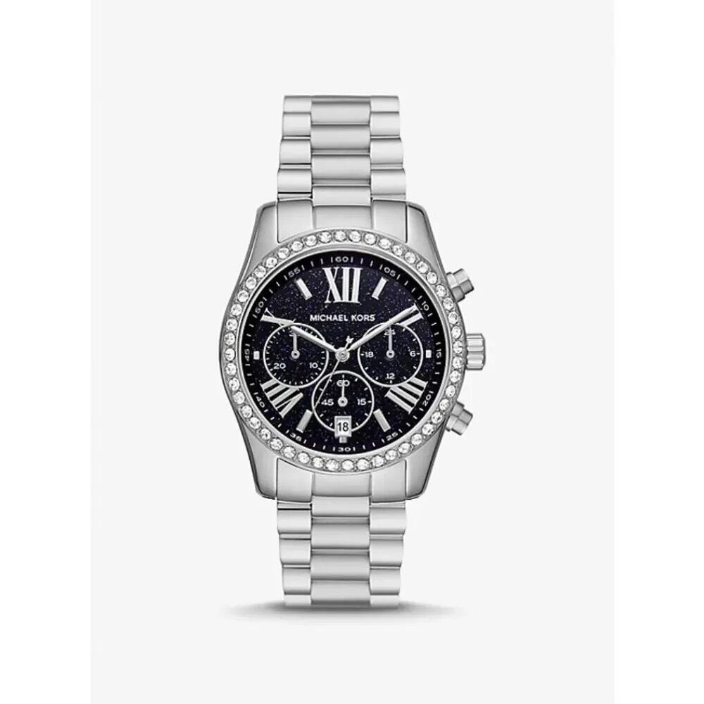 Michael Kors Women's Lexington Pavé Minimalist Silver Tone Crystal 38MM Watch